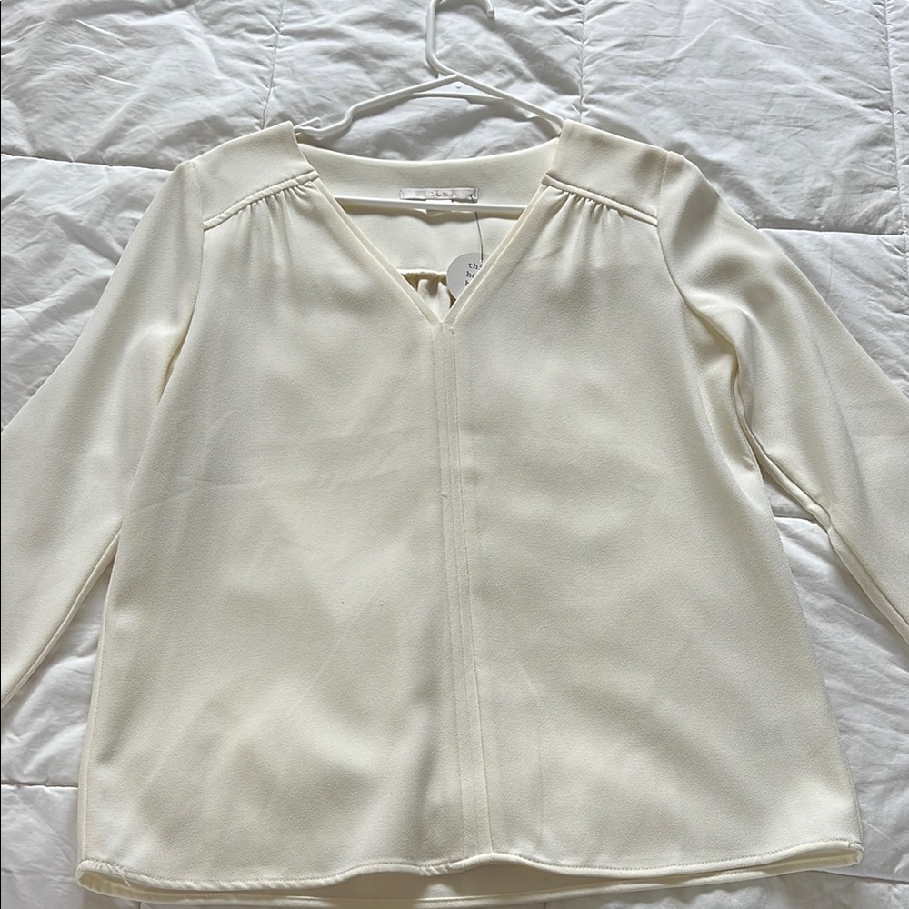 C&E Elegant Cream White Women's Top, work style long sleeve, new with tags, smal